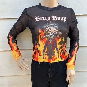 Betty Boop See Through Mesh Crop Top